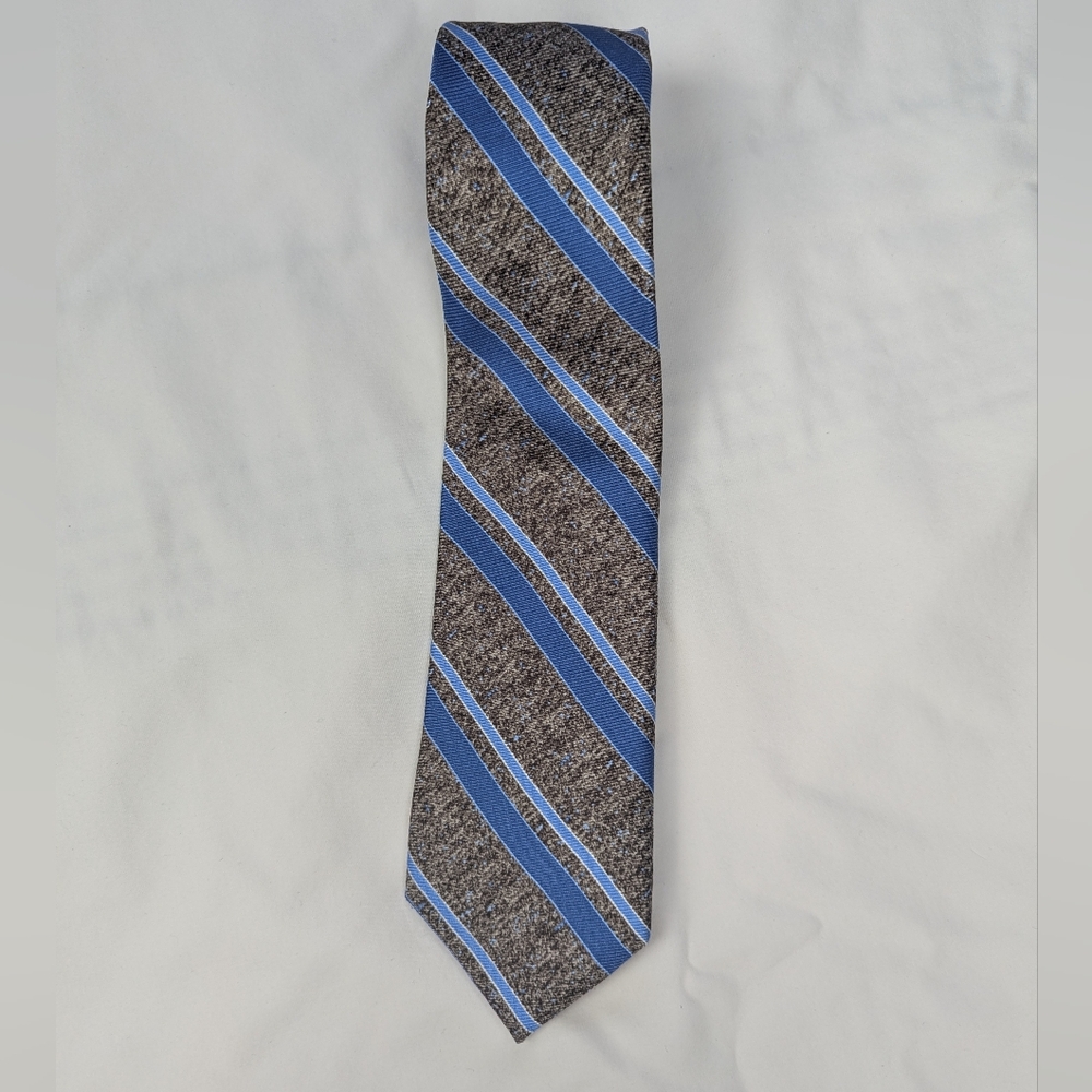 Joseph Abboud Blue and Gray 100% Silk Striped Tie